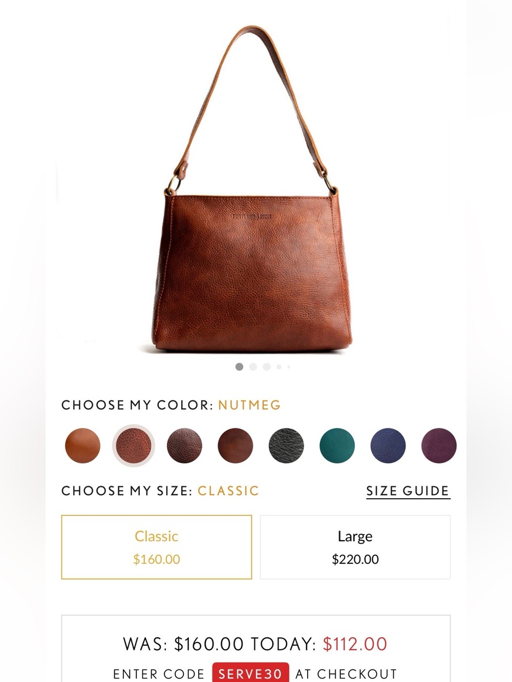 Portland Leather Nutmeg Classic Triangle Shoulder Bag